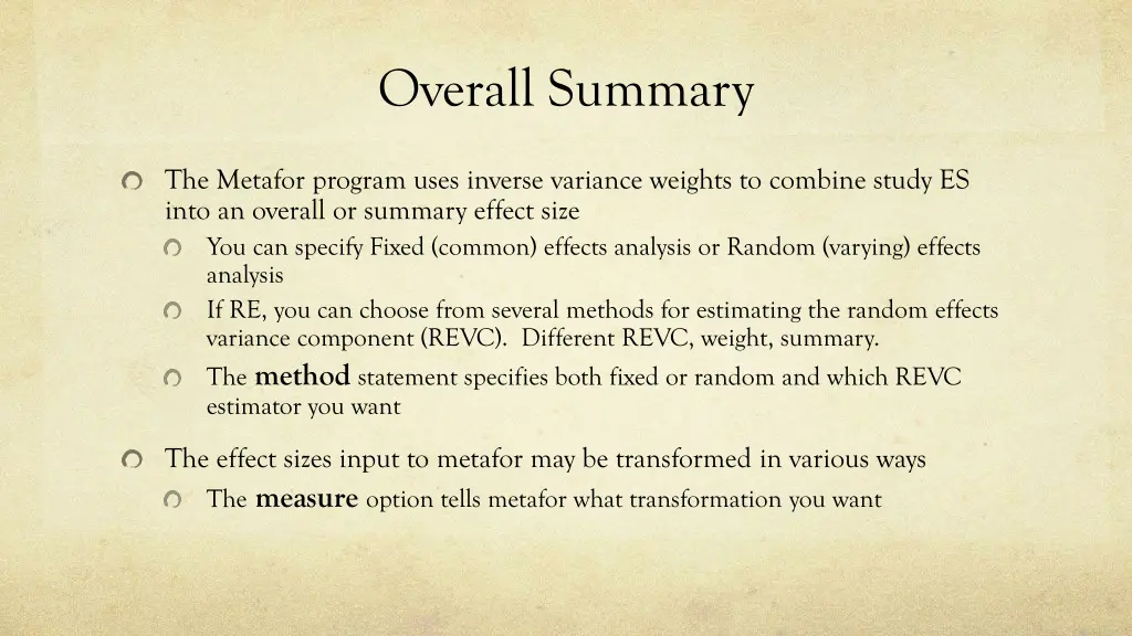 overall summary