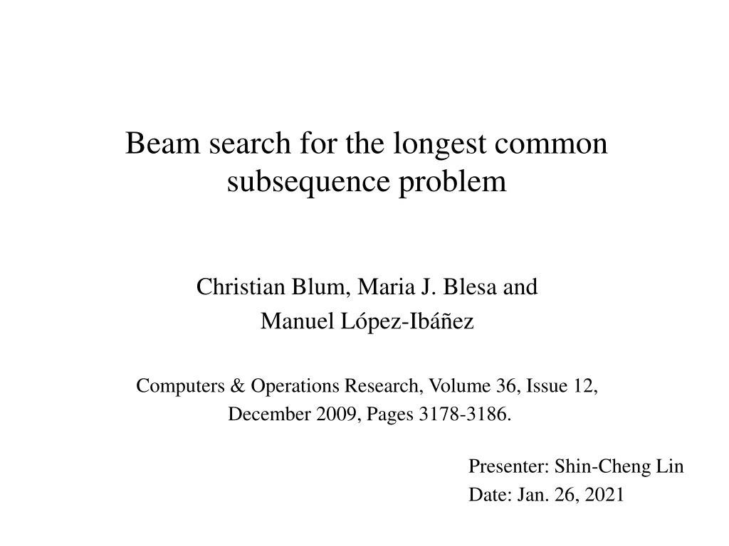 beam search for the longest common subsequence