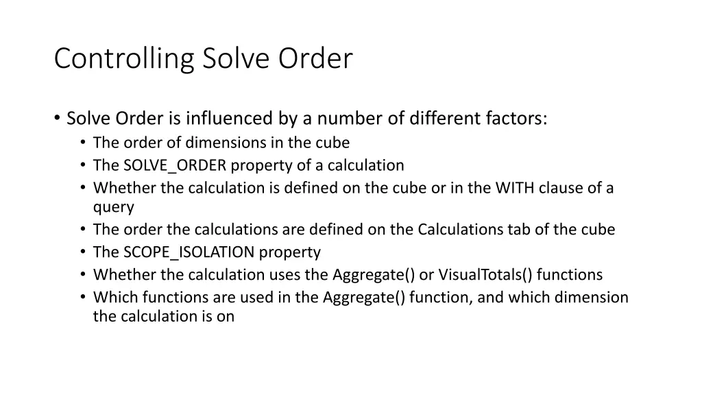 controlling solve order