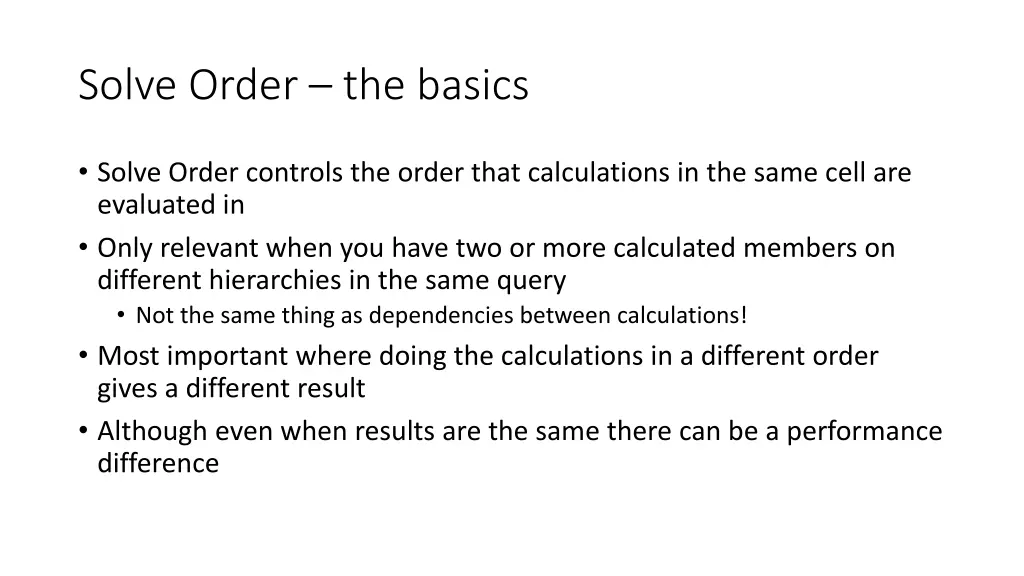 solve order the basics