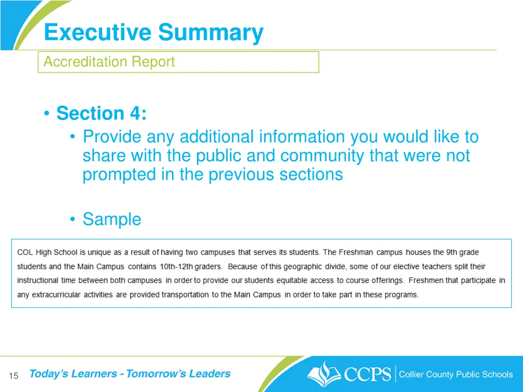 executive summary accreditation report 2