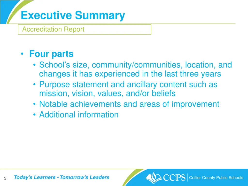 executive summary accreditation report