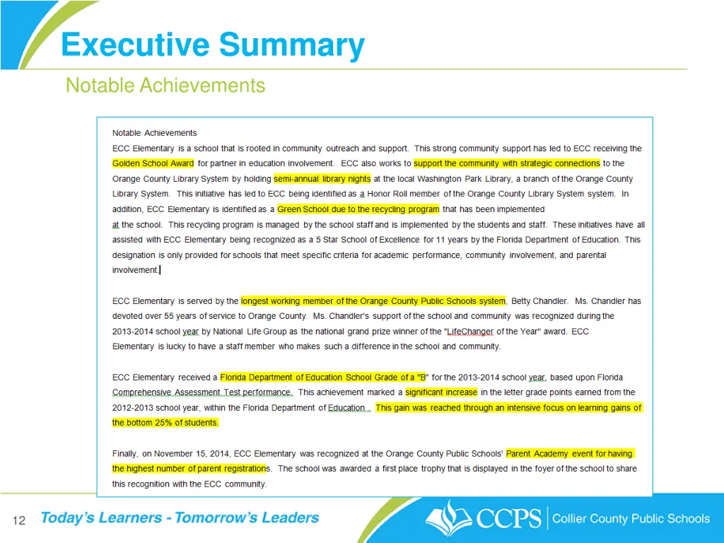 executive summary notable achievements 1