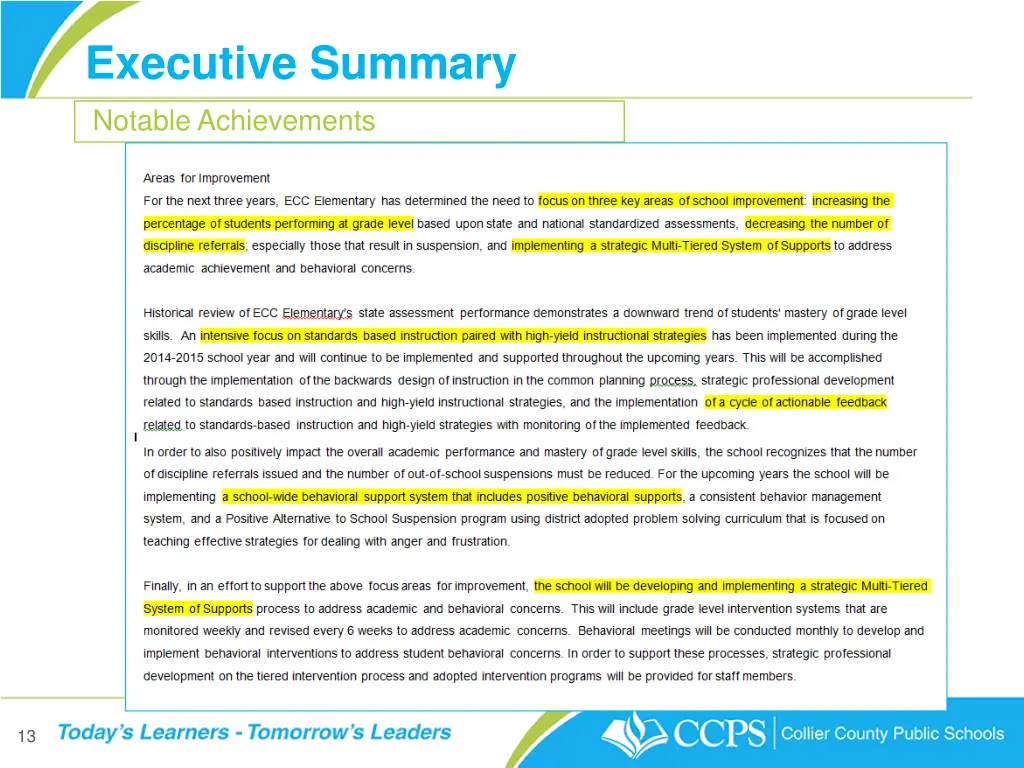 executive summary notable achievements 2