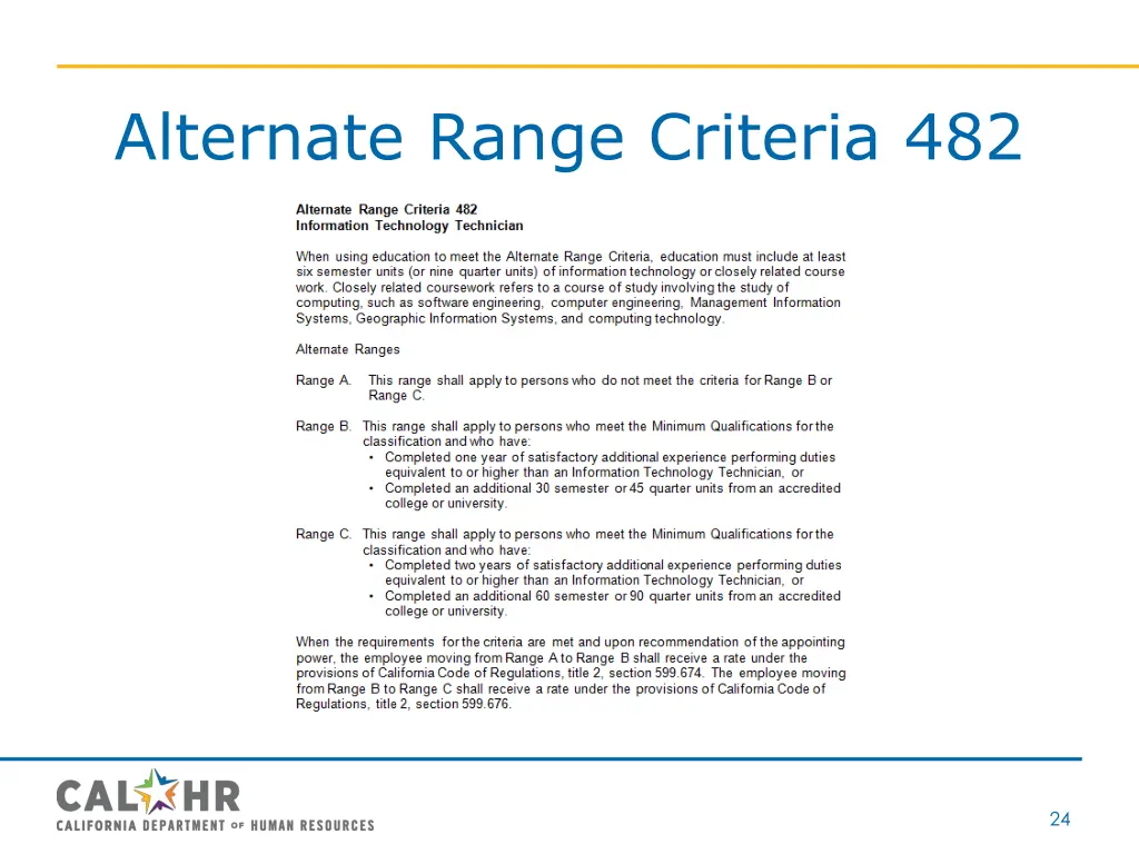 alternate range criteria 482