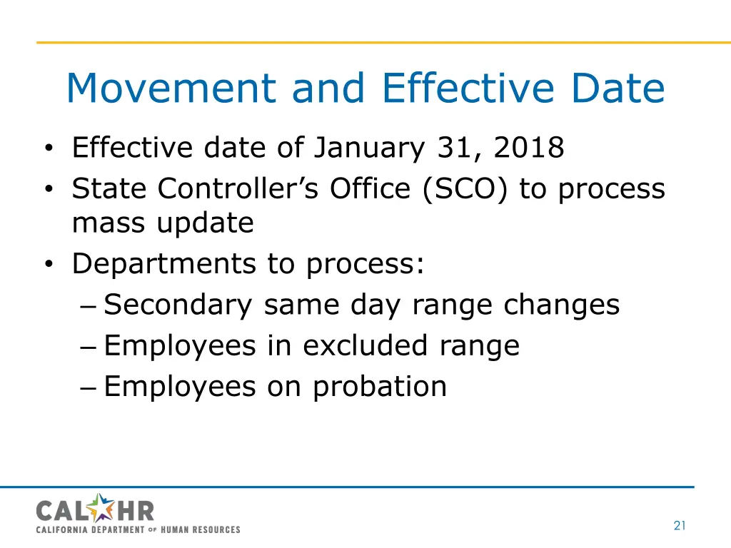 movement and effective date