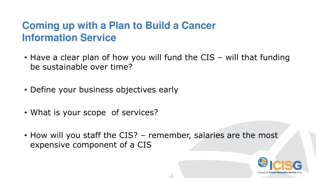 coming up with a plan to build a cancer