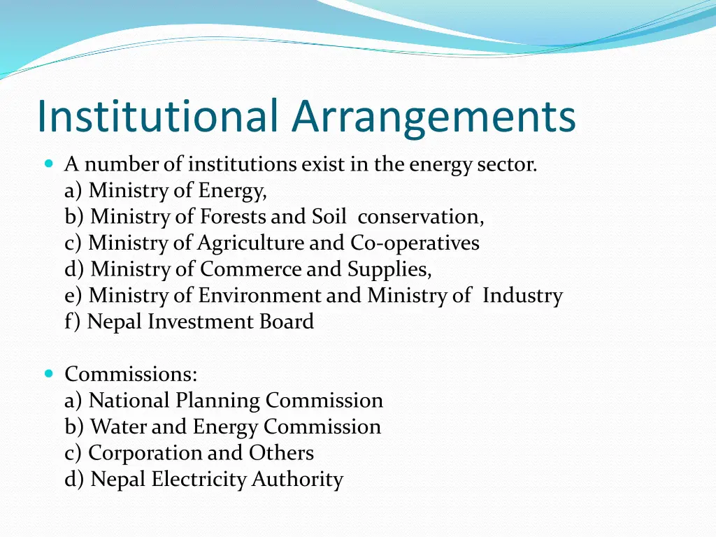 institutional arrangements a number