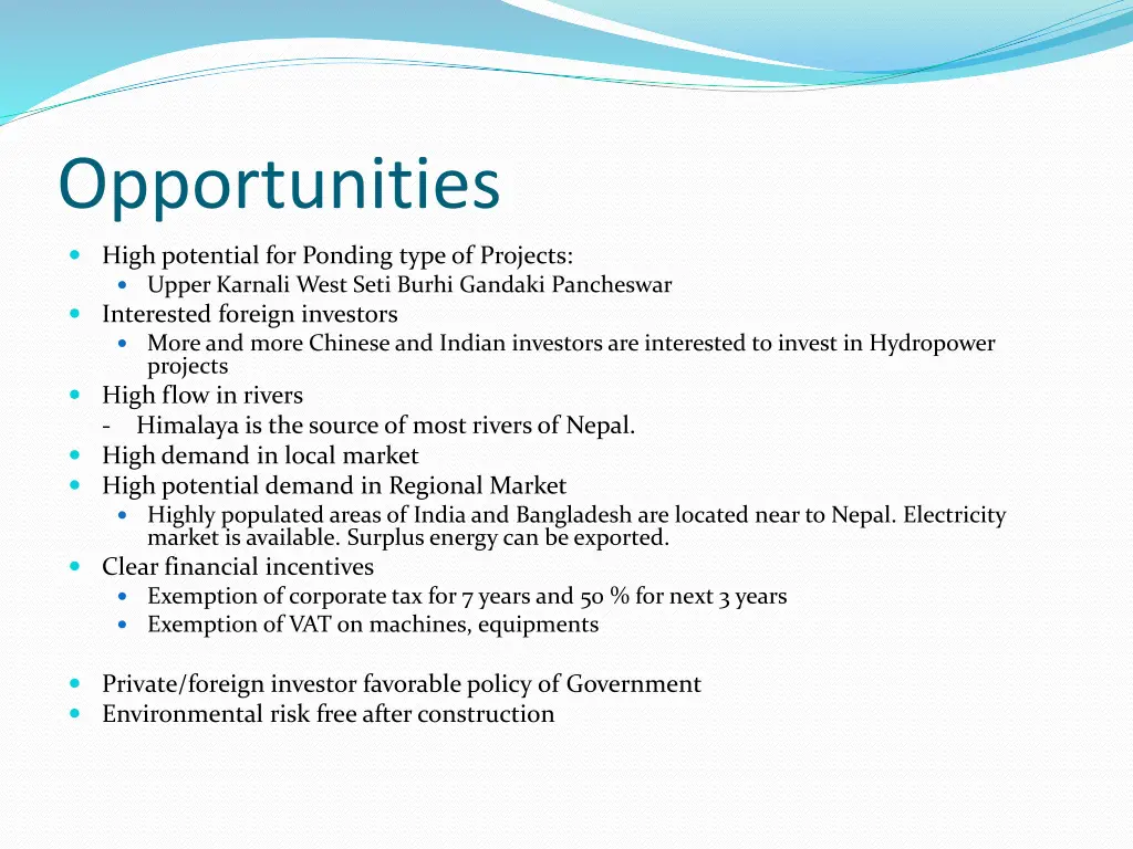 opportunities