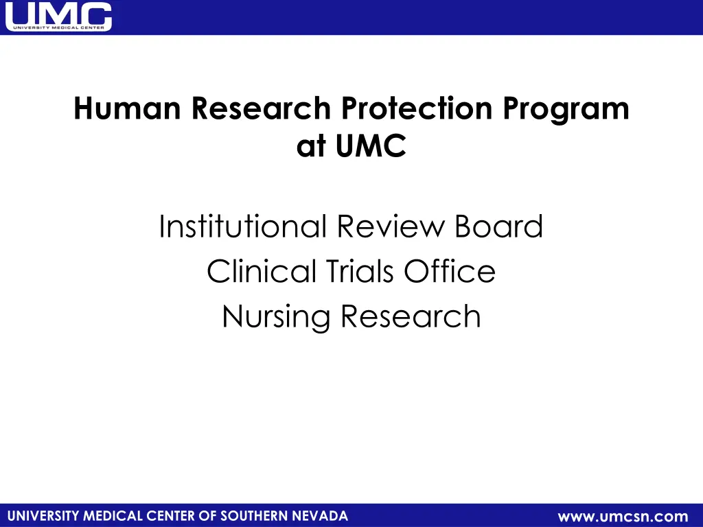 human research protection program at umc