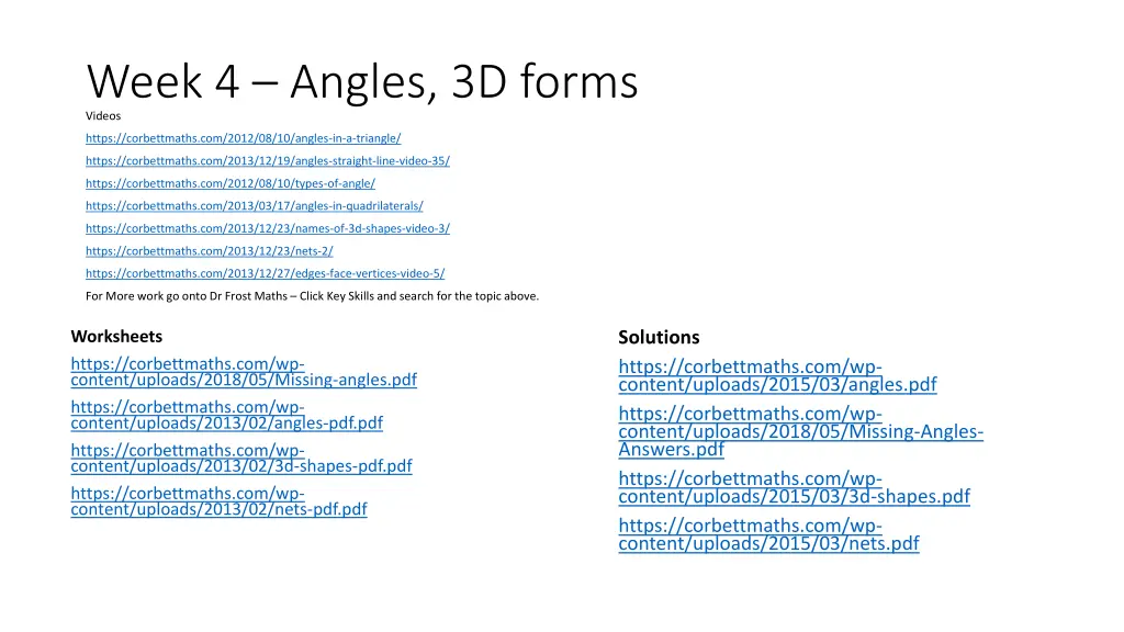 week 4 angles 3d forms videos