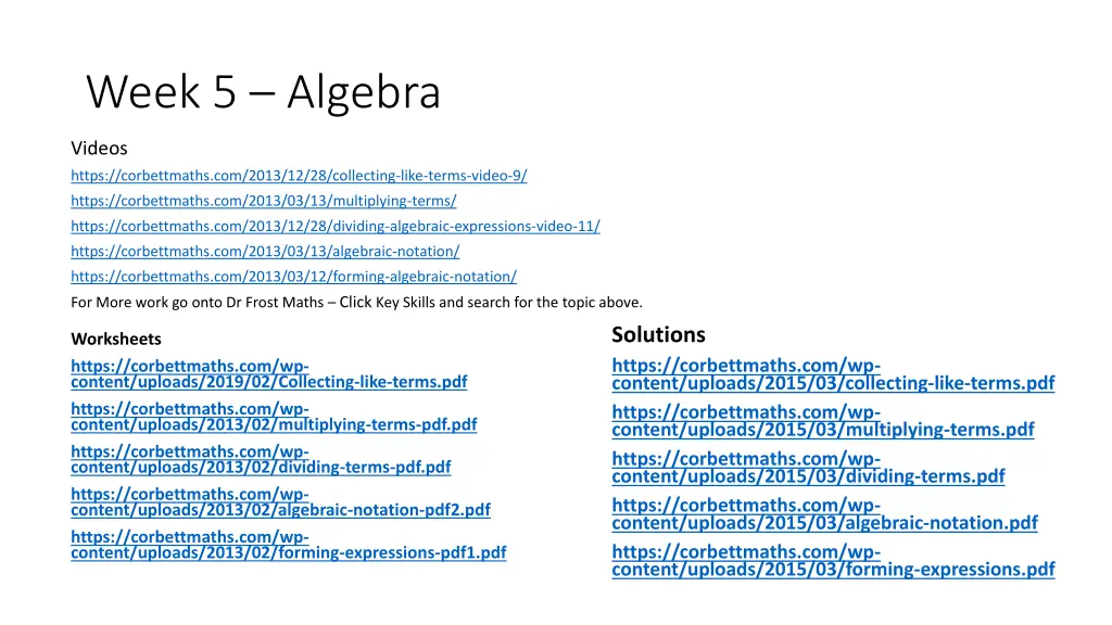 week 5 algebra