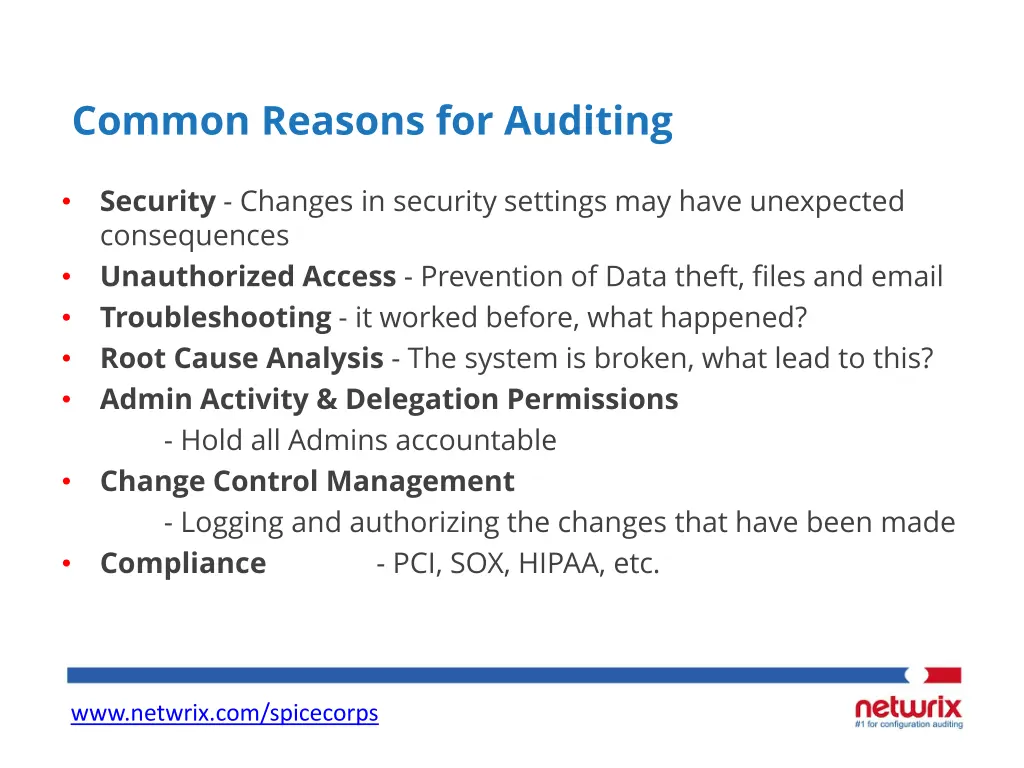 common reasons for auditing