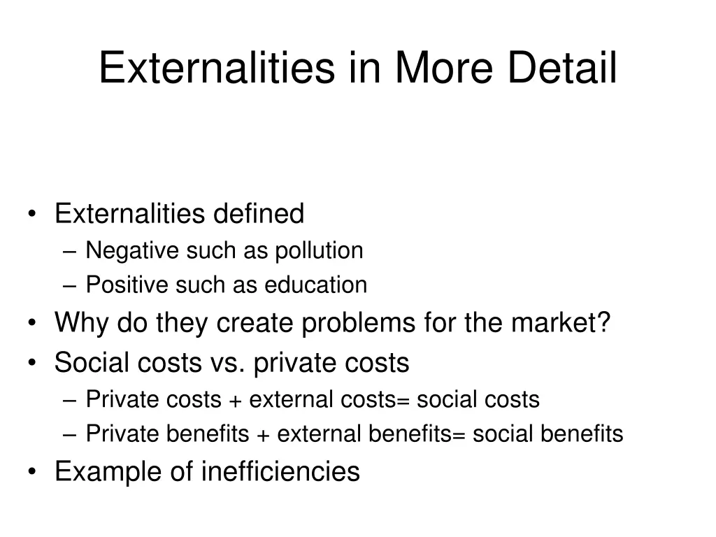 externalities in more detail 1