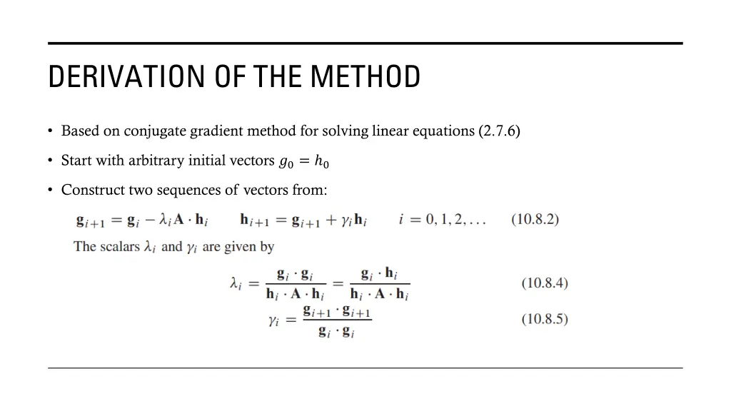 derivation of the method