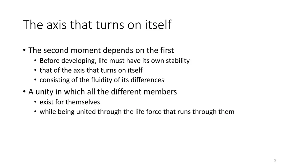 the axis that turns on itself