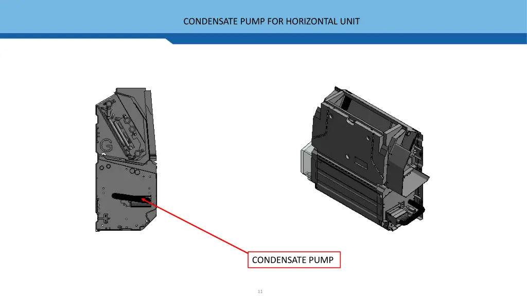 condensate pump for horizontal unit