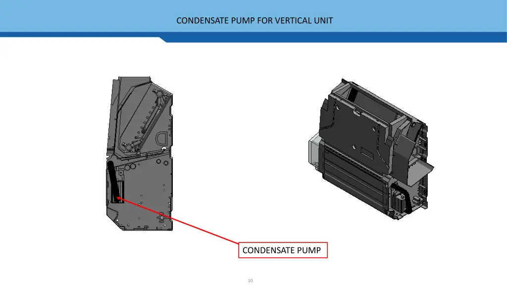 condensate pump for vertical unit