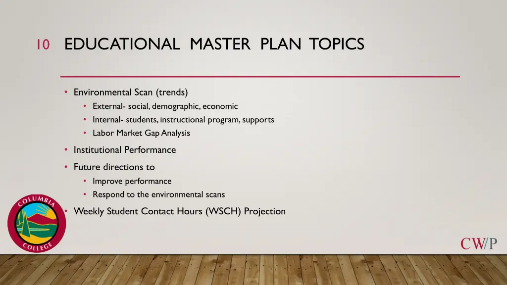 educational master plan topics