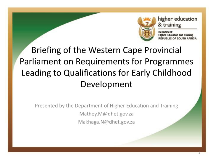 briefing of the western cape provincial