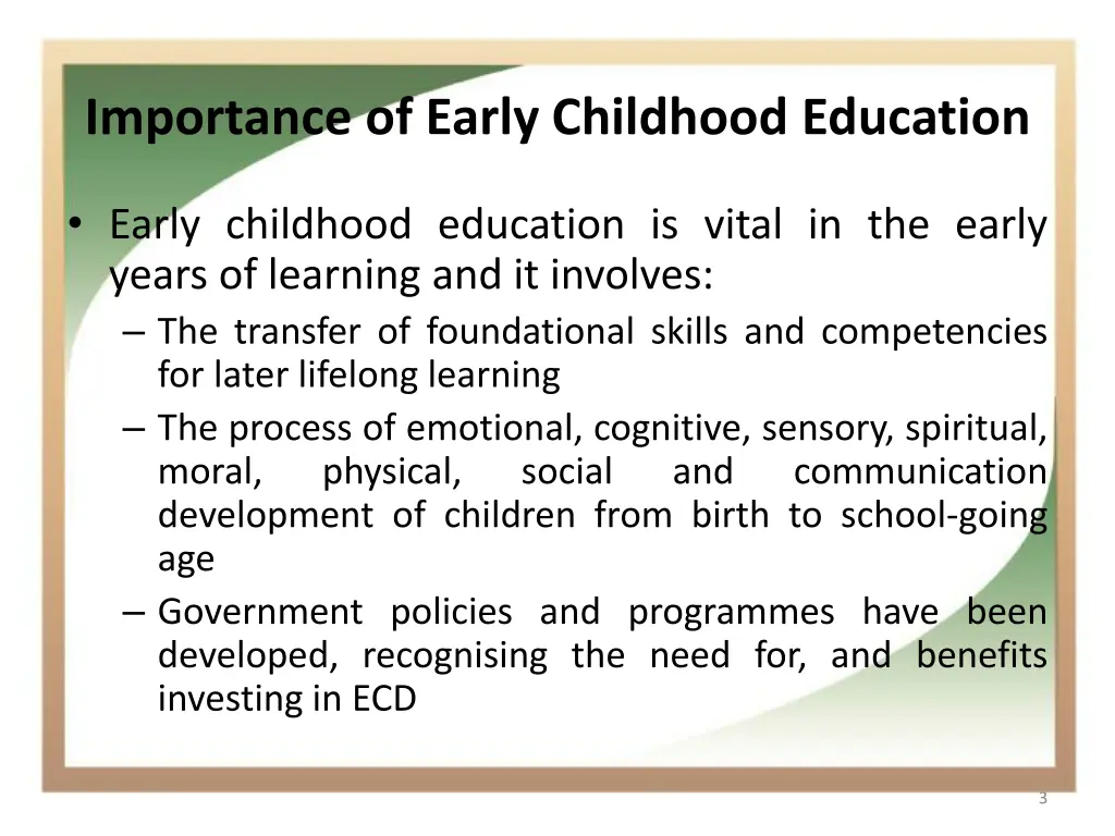 importance of early childhood education