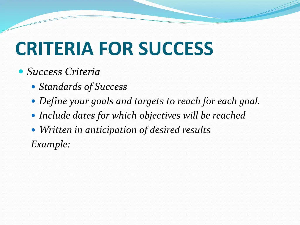 criteria for success