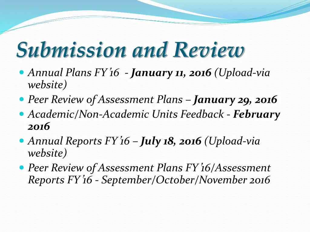 submission and review annual plans fy 16 january