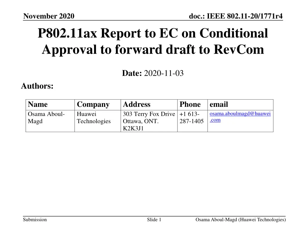 november 2020 p802 11ax report
