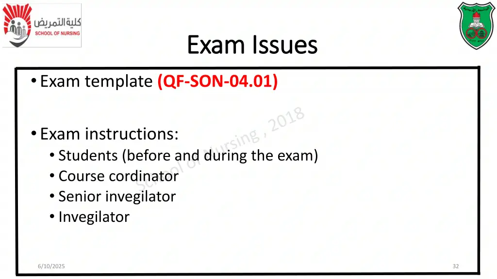 exam exam issues issues
