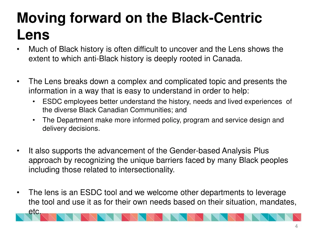 moving forward on the black centric lens much