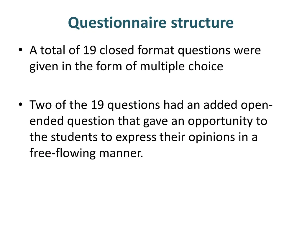 questionnaire structure