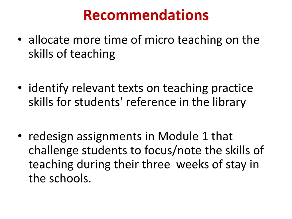 recommendations