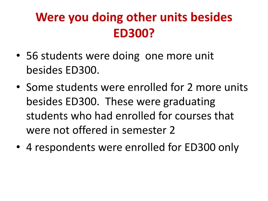 were you doing other units besides ed300
