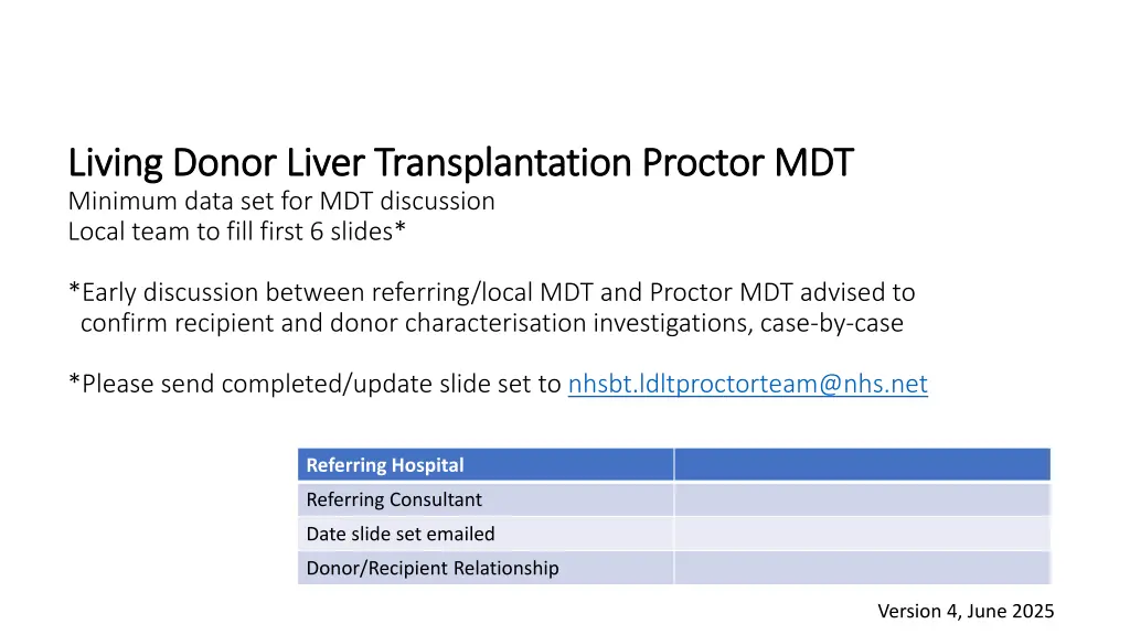 living donor liver transplantation proctor