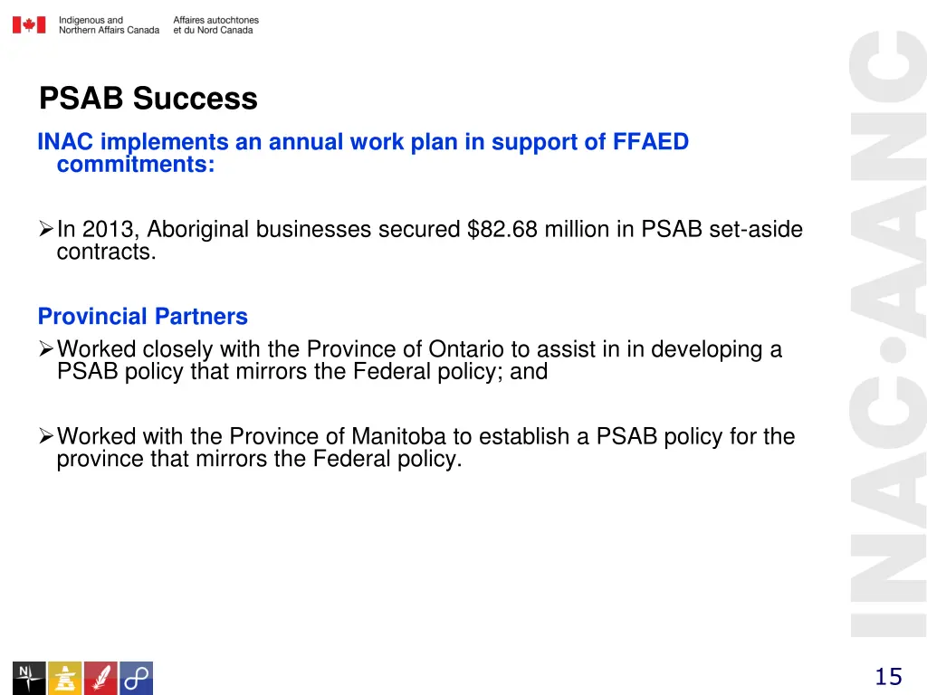 psab success inac implements an annual work plan