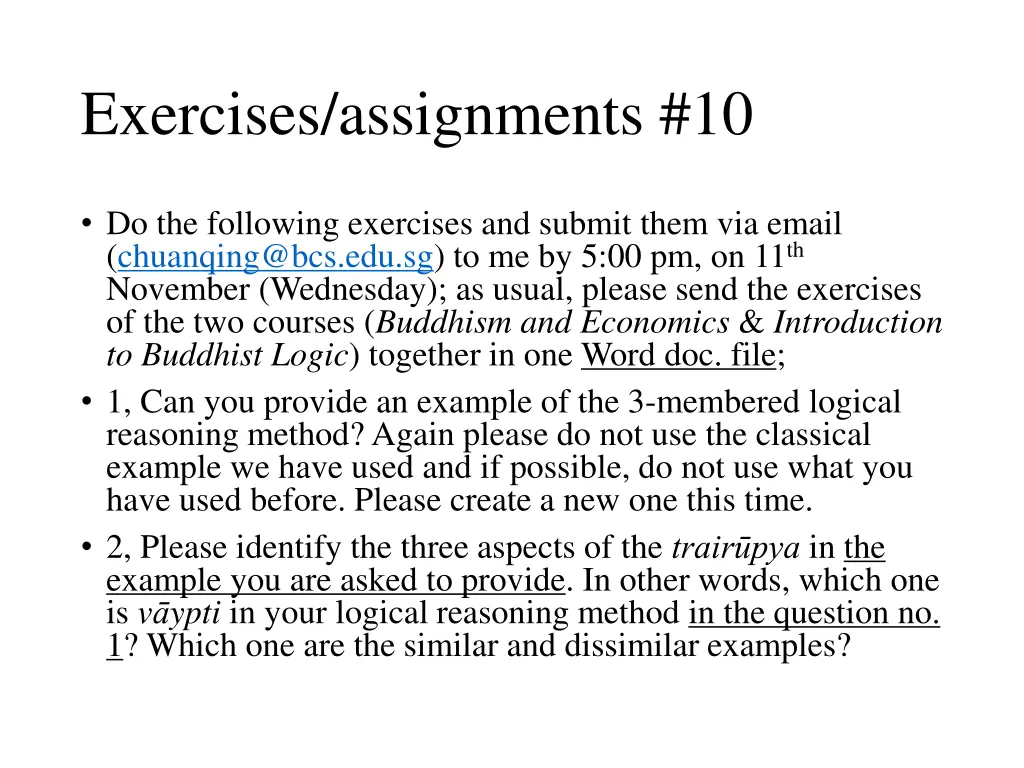 exercises assignments 10