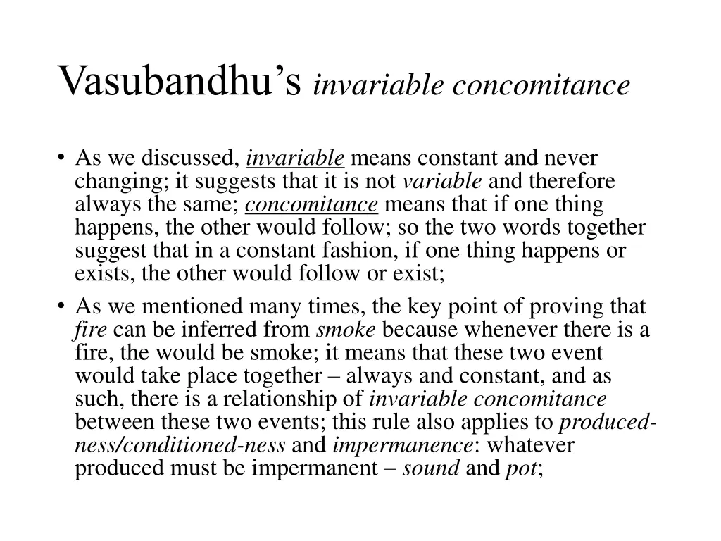 vasubandhu s invariable concomitance