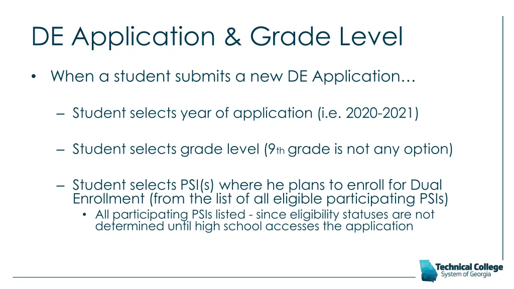 de application grade level