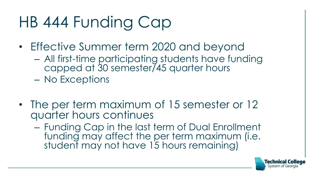 hb 444 funding cap