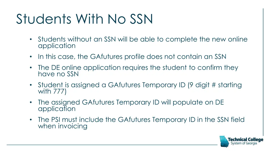 students with no ssn