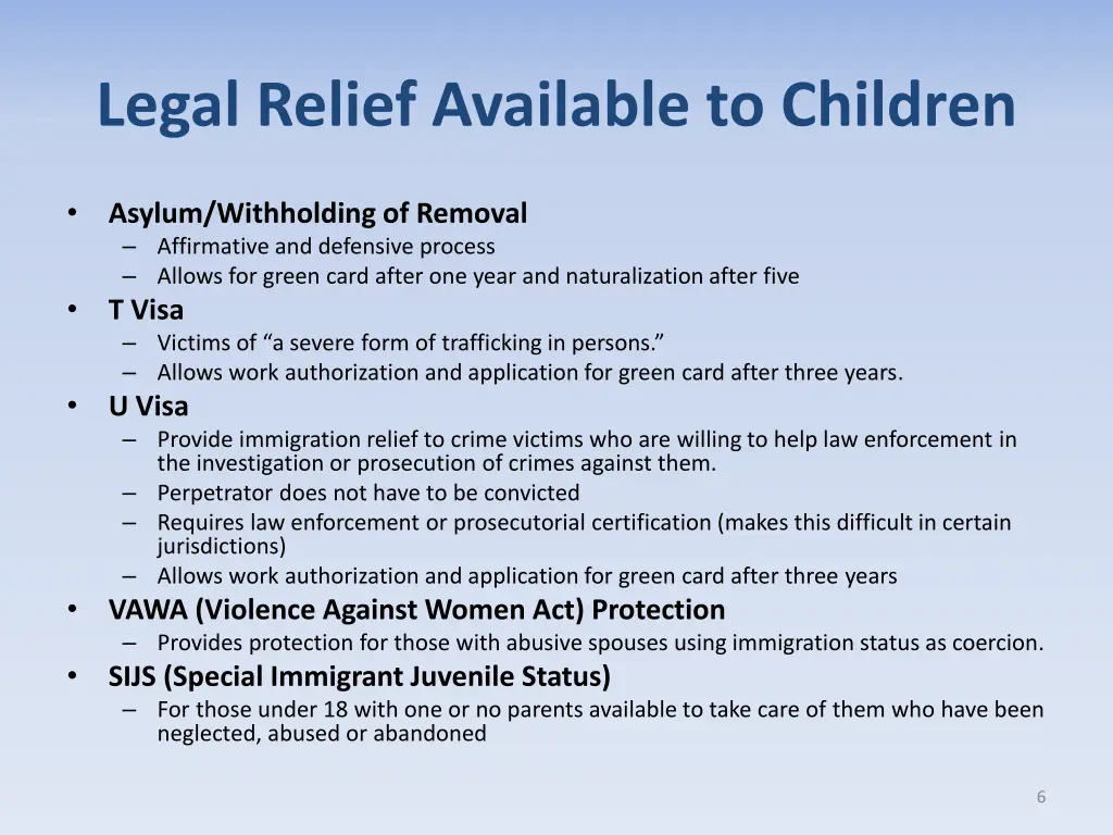 legal relief available to children