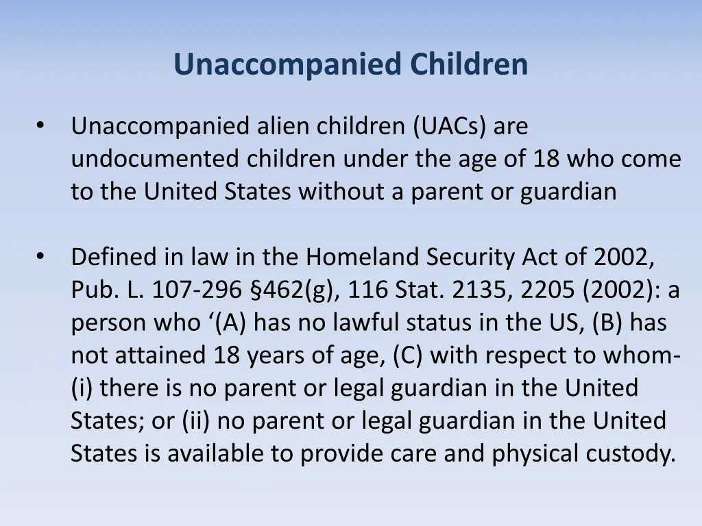 unaccompanied children