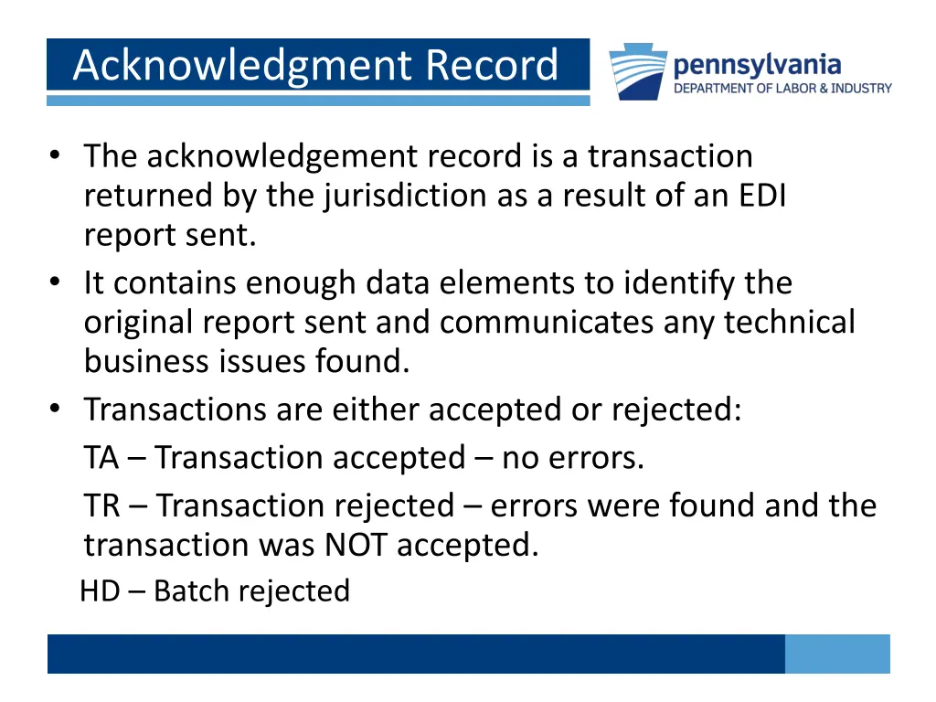 acknowledgment record