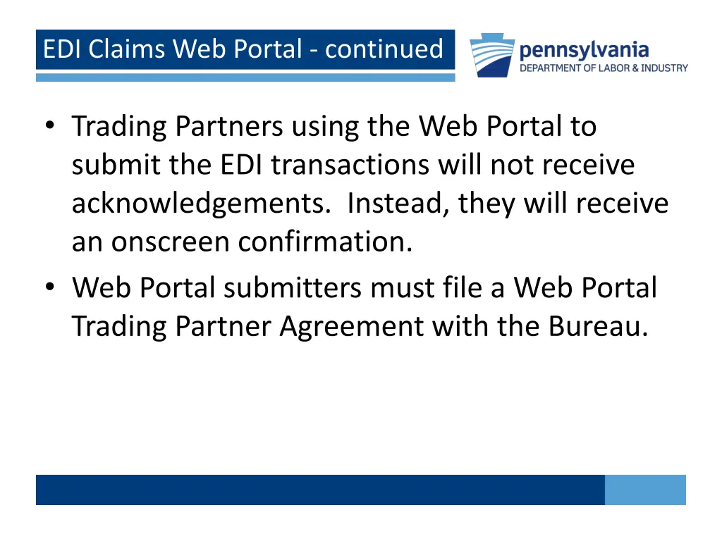 edi claims web portal continued