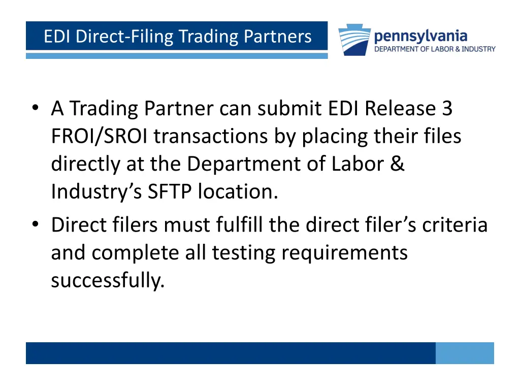 edi direct filing trading partners