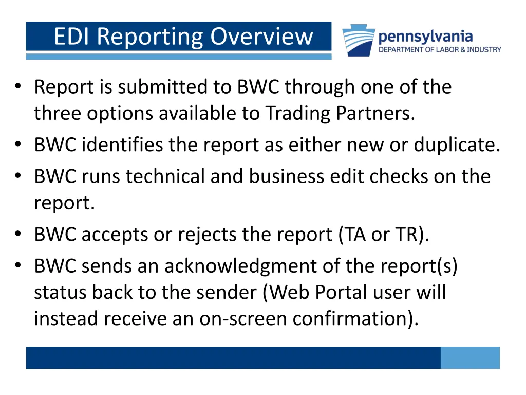 edi reporting overview