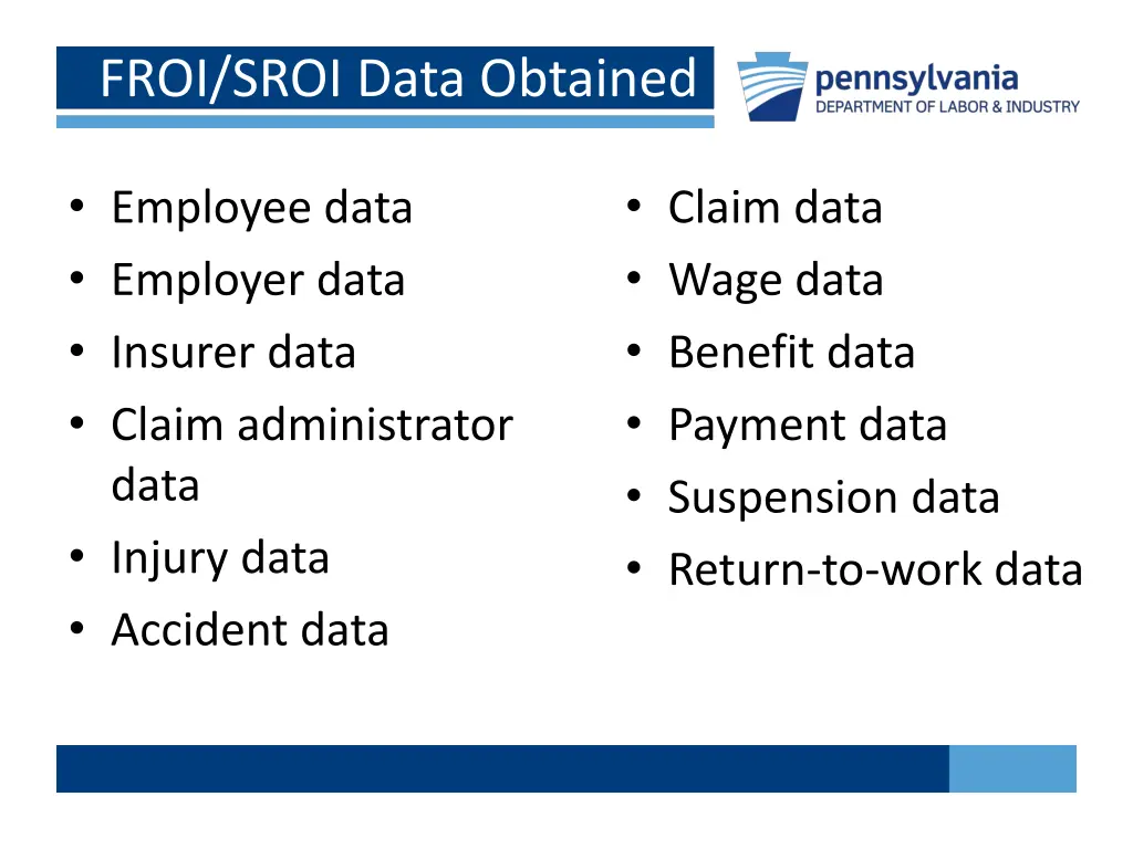 froi sroi data obtained