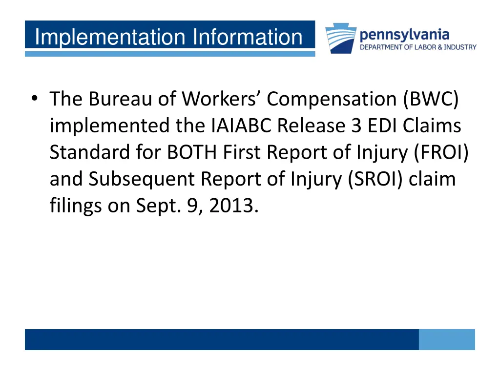 implementation information