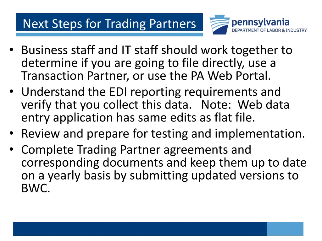next steps for trading partners
