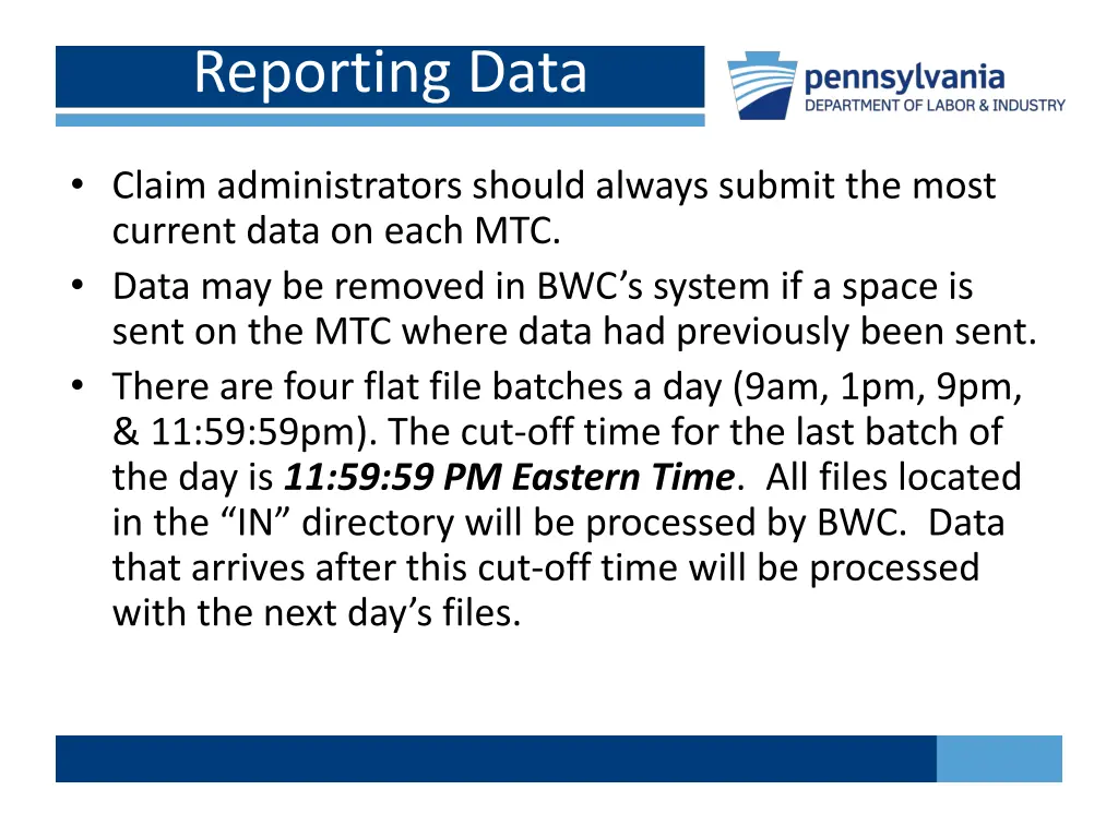 reporting data
